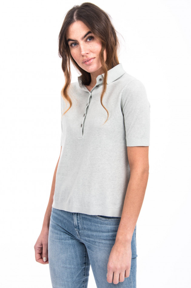 Allude Polo Shirt aus Leinen-Mix in Salbei