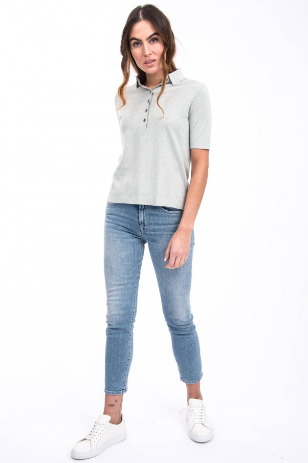 Allude Polo Shirt aus Leinen-Mix in Salbei