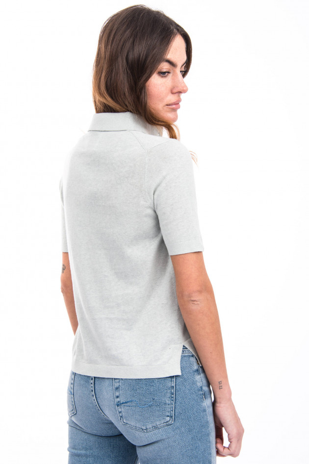 Allude Polo Shirt aus Leinen-Mix in Salbei