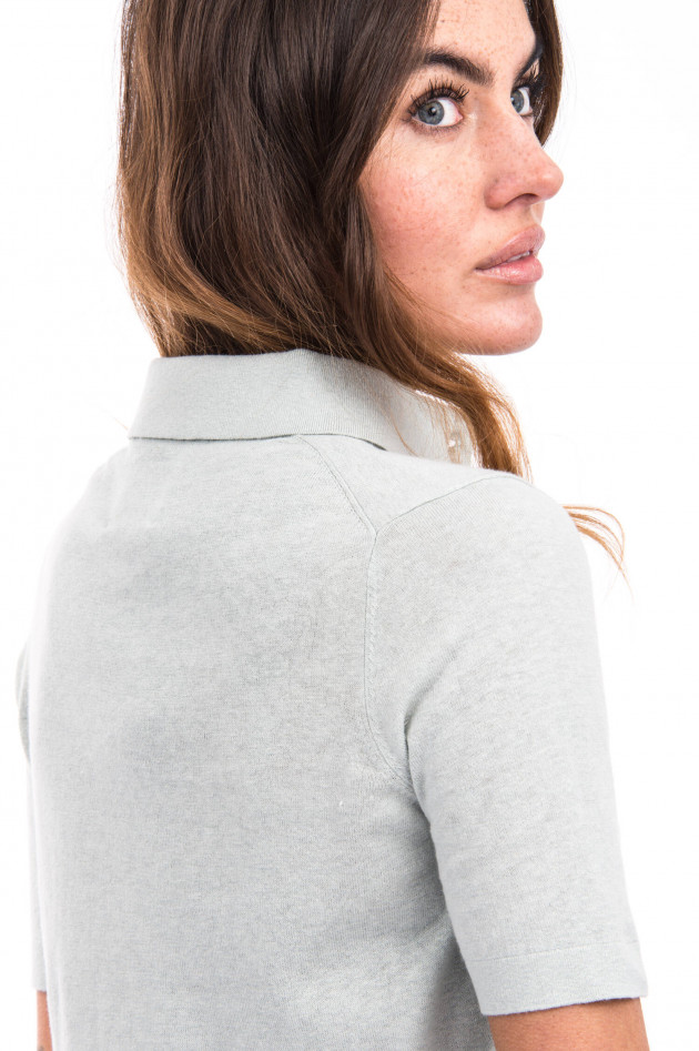 Allude Polo Shirt aus Leinen-Mix in Salbei