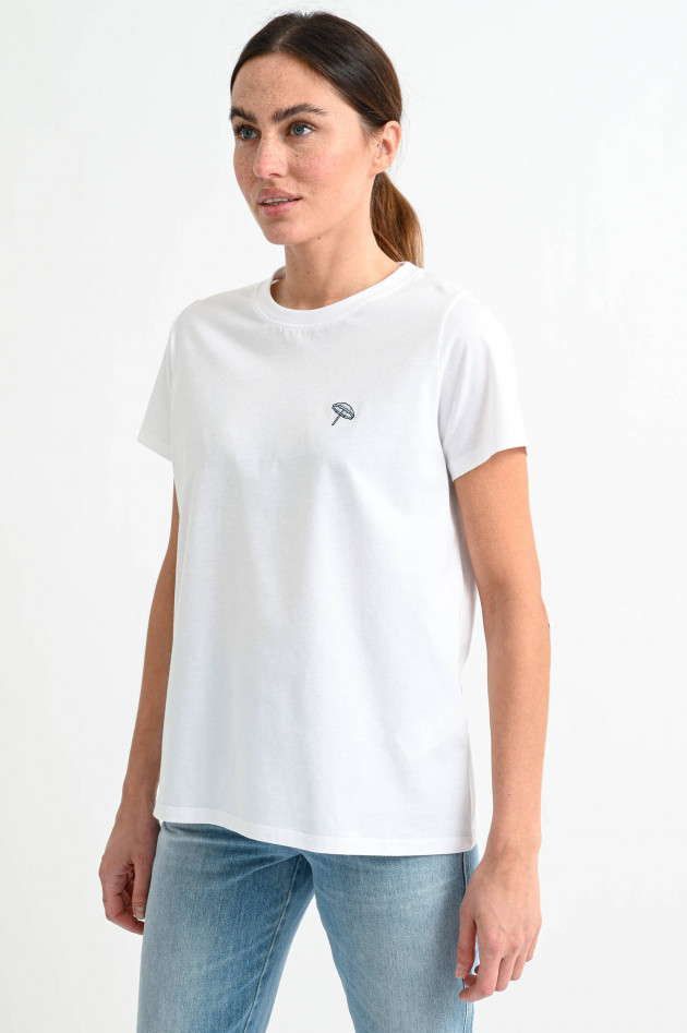 Allude T-Shirt mit STitching-Details in Weiß