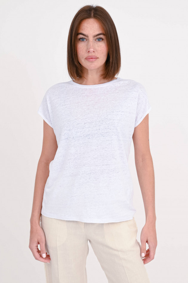 Allude Leinen-Shirt mit kurzen Ärmeln in Weiß