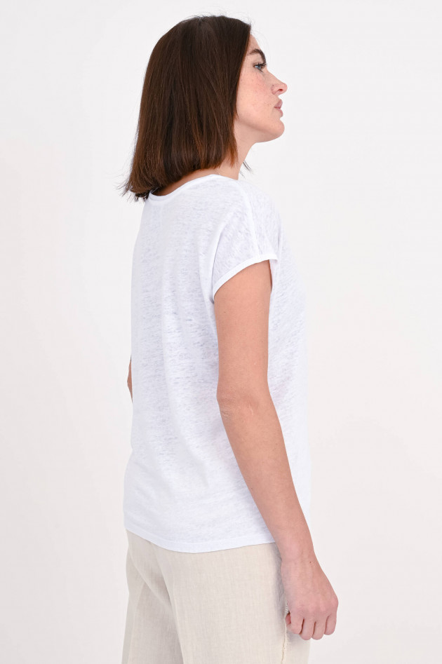 Allude Leinen-Shirt mit kurzen Ärmeln in Weiß