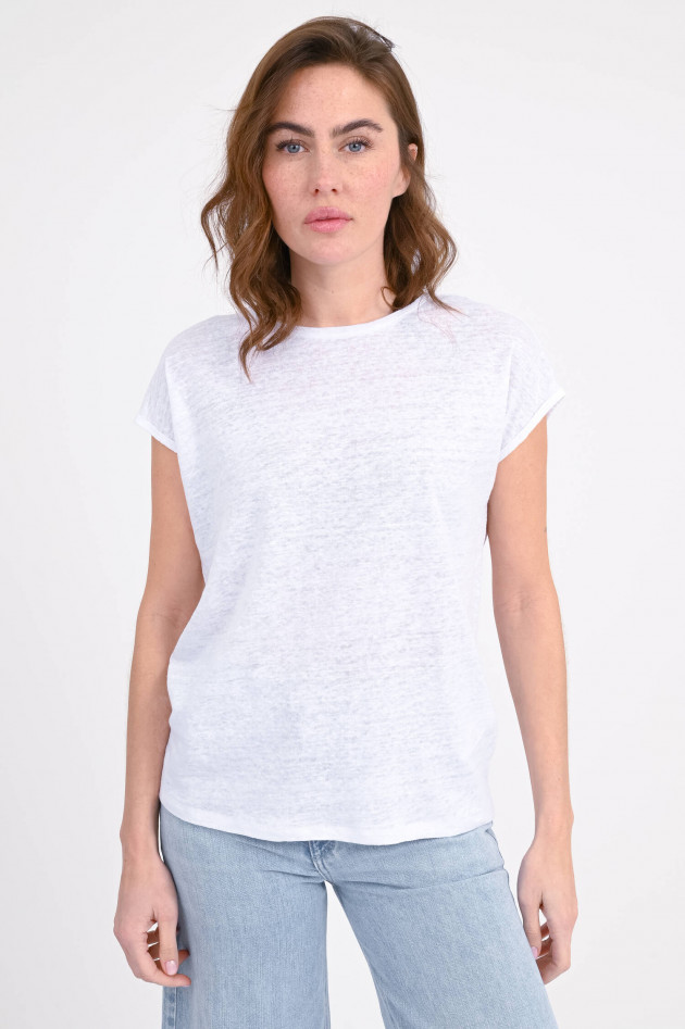 Allude Leinen-Shirt mit kurzen Ärmeln in Weiß