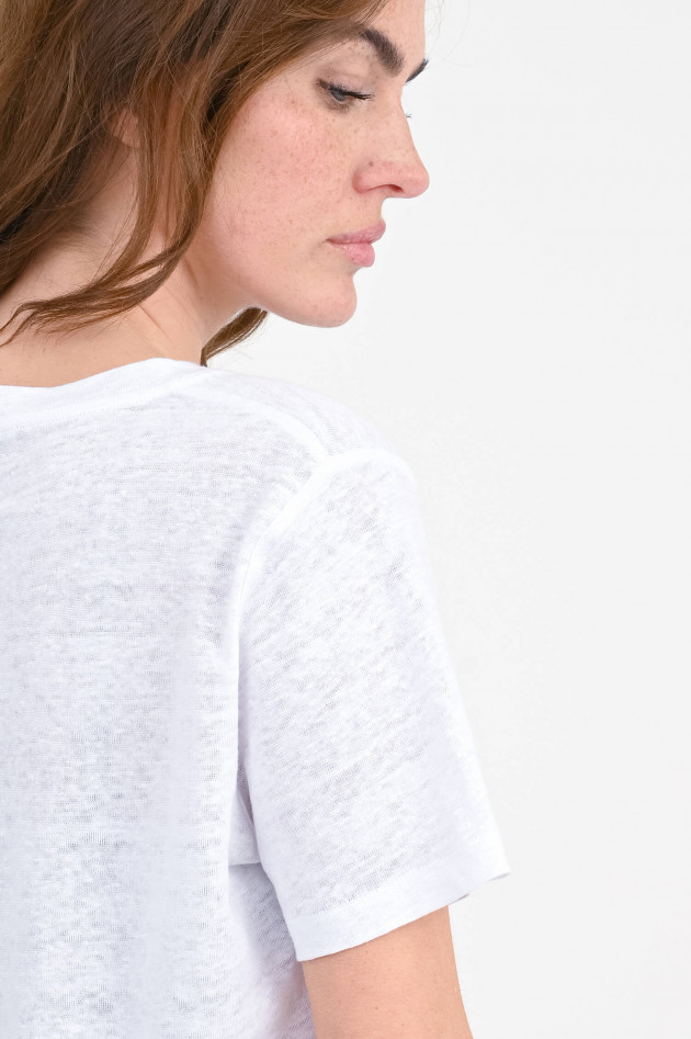 Allude Leinenshirt mit V-Ausschnitt in Weiss