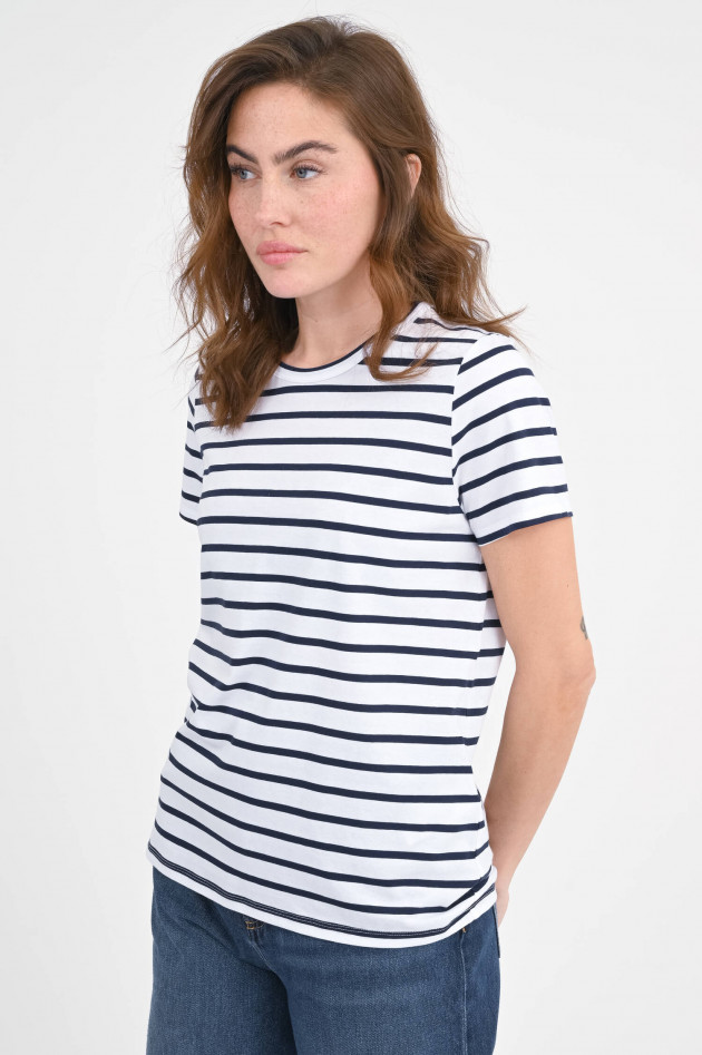 Allude Shirt aus Baumwolle in Navy/Weiß gestreift
