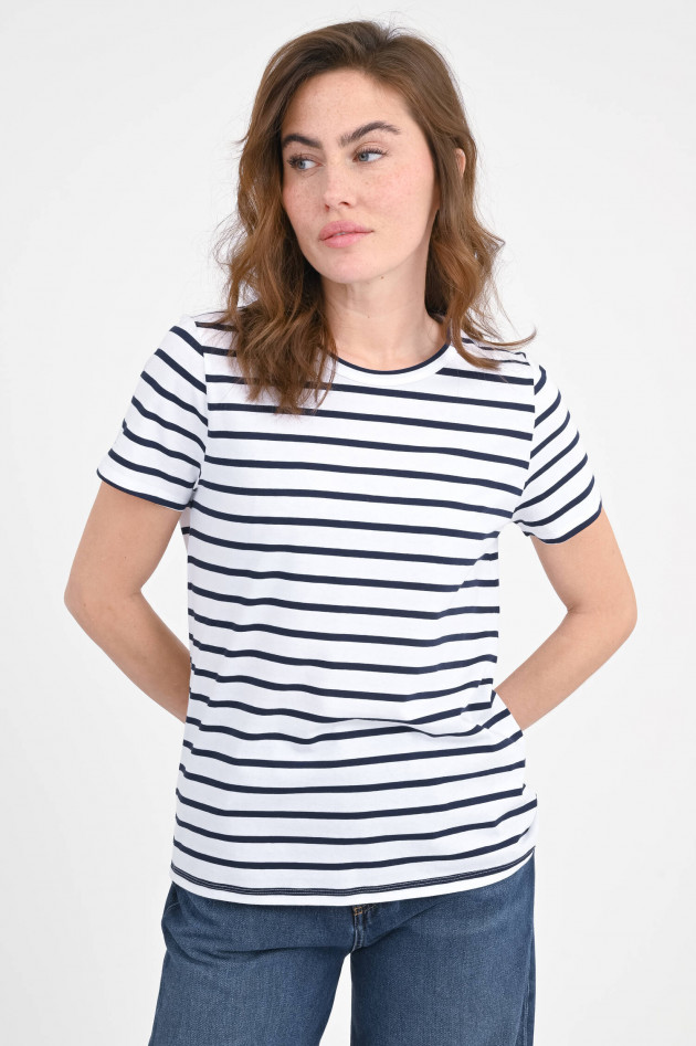 Allude Shirt aus Baumwolle in Navy/Weiß gestreift