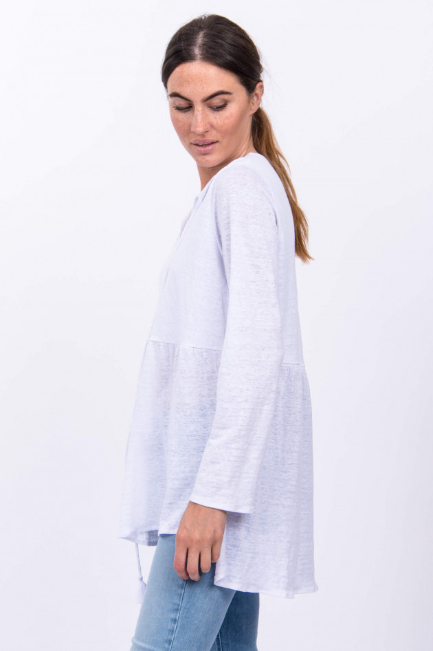 Allude Leinen-Shirt mit Schluppe in Weiß