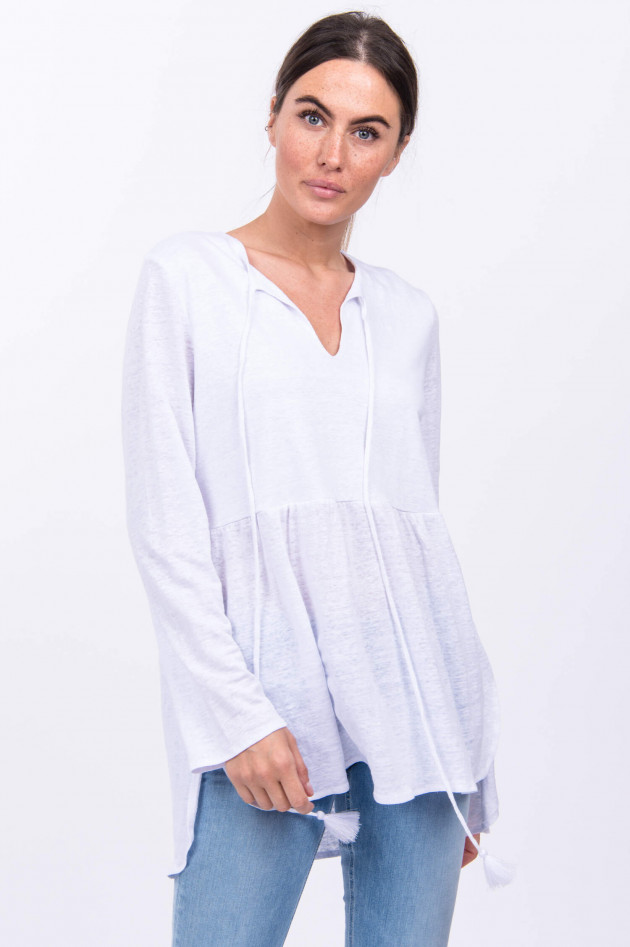 Allude Leinen-Shirt mit Schluppe in Weiß