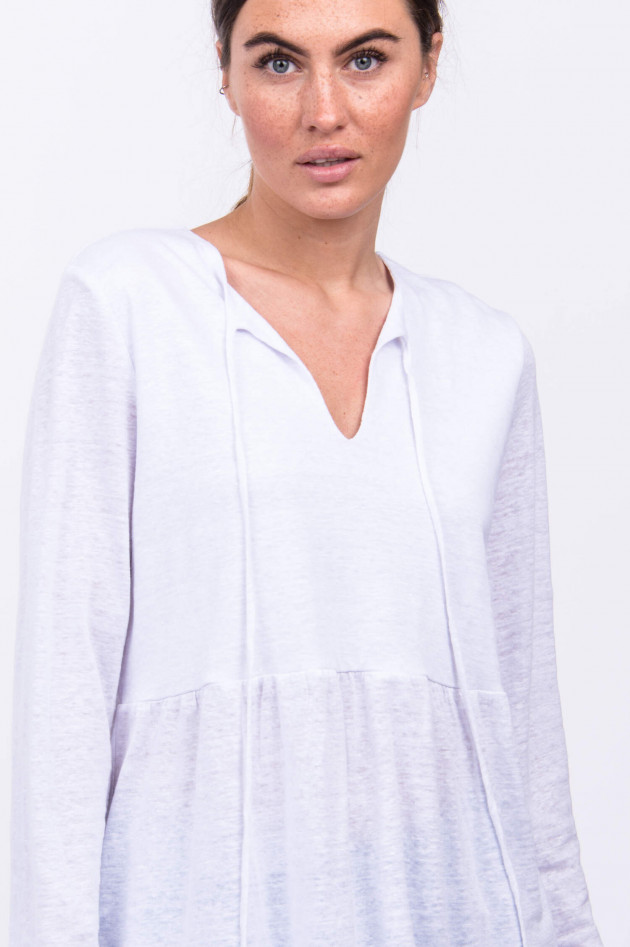 Allude Leinen-Shirt mit Schluppe in Weiß