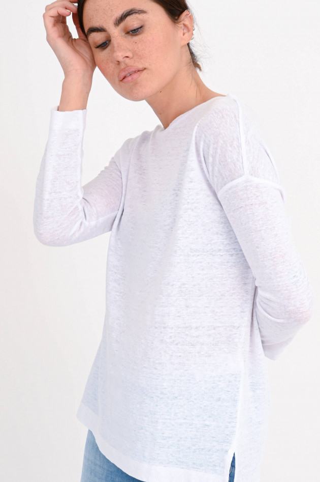 Allude Langarmshirt aus Leinen in Weiß
