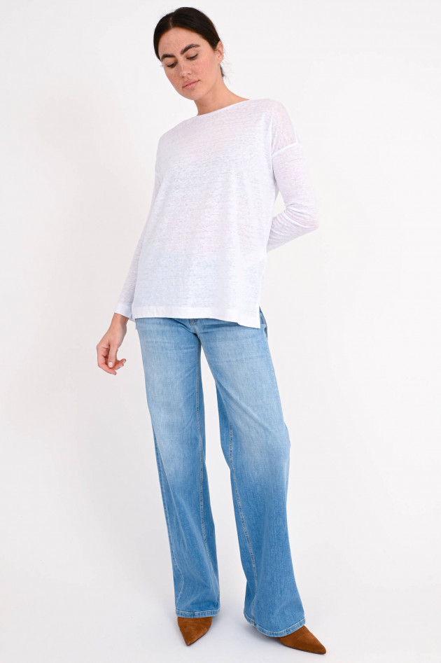 Allude Langarmshirt aus Leinen in Weiß
