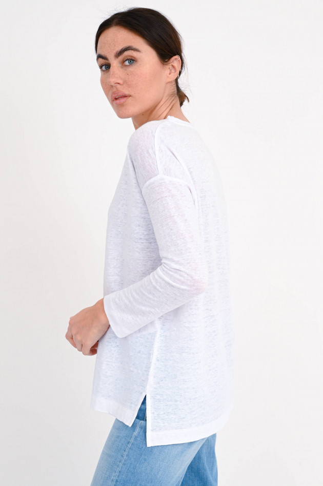 Allude Langarmshirt aus Leinen in Weiß
