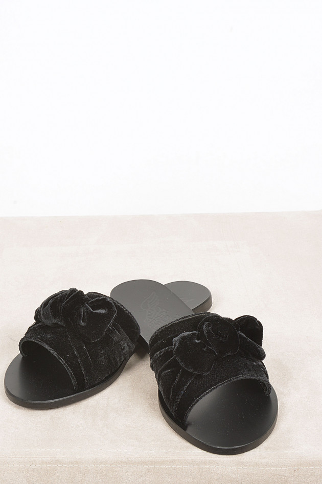 Ancient Greek Sandals Sandale mit Samtoptik in Schwarz