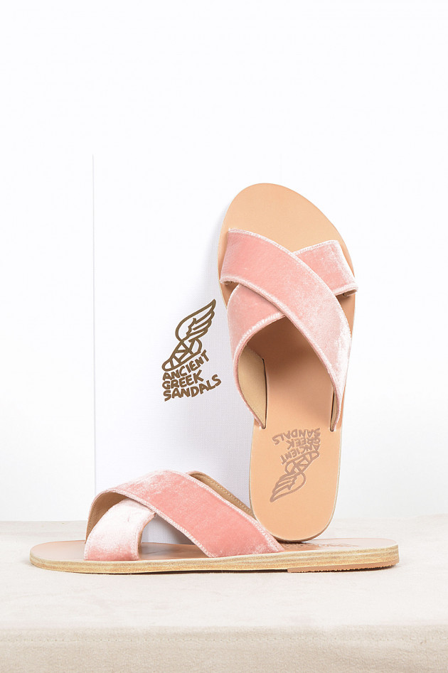 Ancient Greek Sandals Sandale mit Samtoptik in Pink