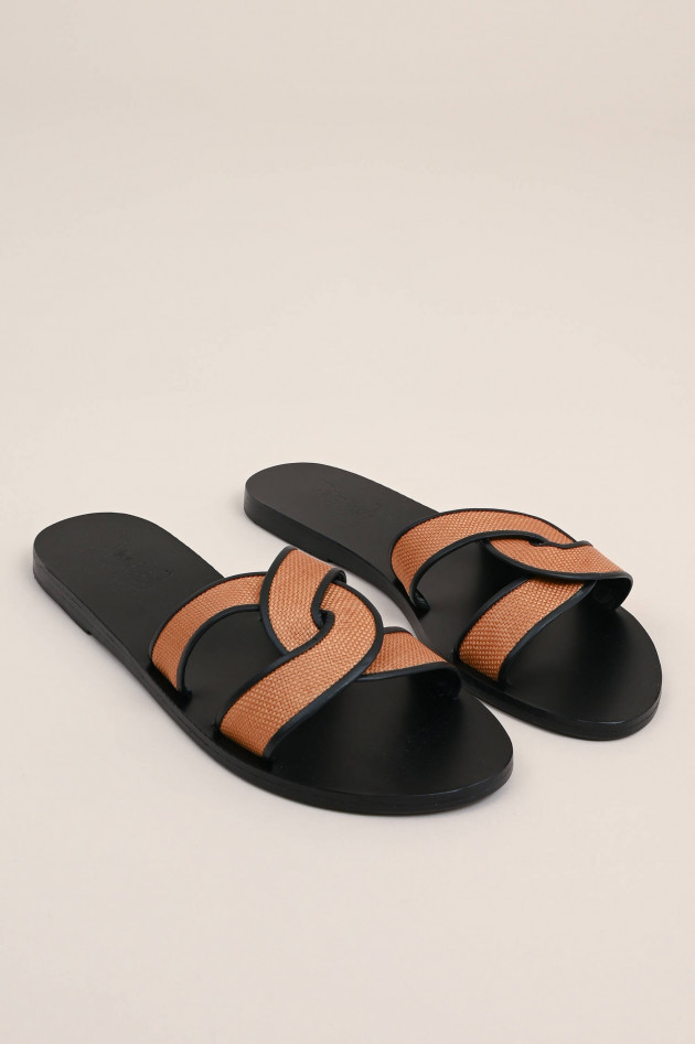 Ancient Greek Sandals Pantolette DESMOS in Toffee/Schwarz