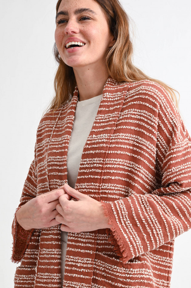 andrea's 1947 Bouclé Cardigan CANDY JACKET in Terracotta/Weiß