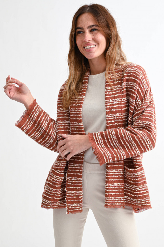 andrea's 1947 Bouclé Cardigan CANDY JACKET in Terracotta/Weiß