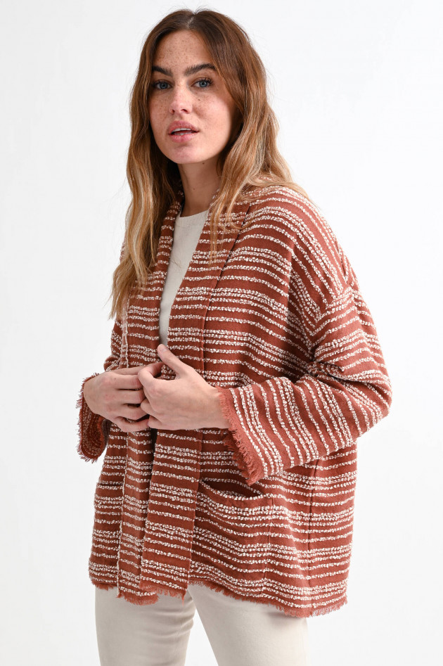 andrea's 1947 Bouclé Cardigan CANDY JACKET in Terracotta/Weiß