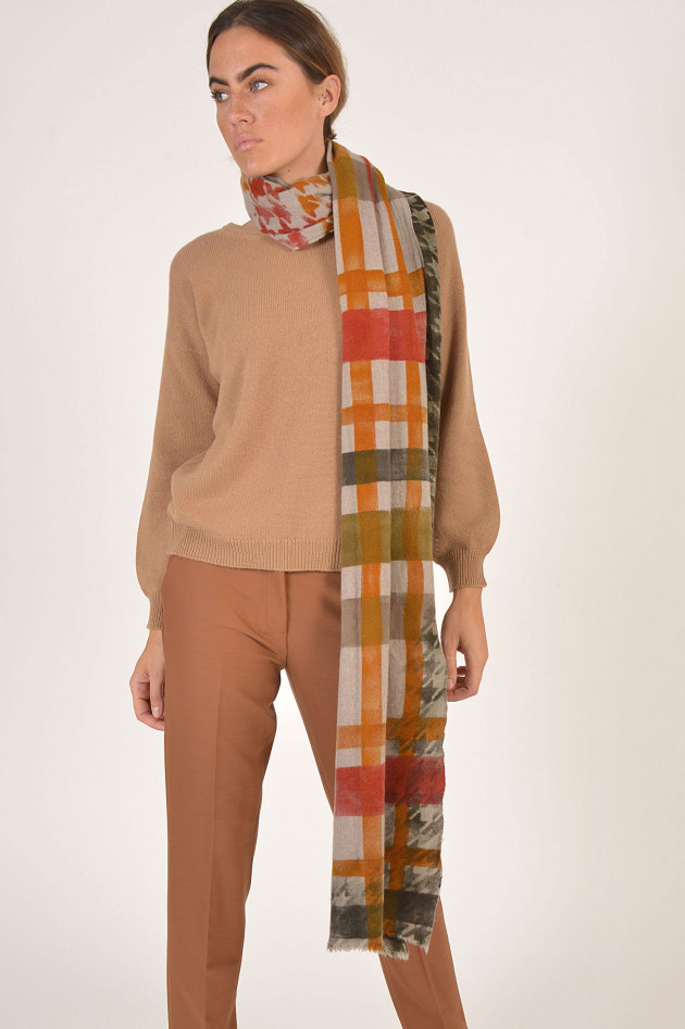 Andrea's Schal aus Cashmere in Orange gemustert