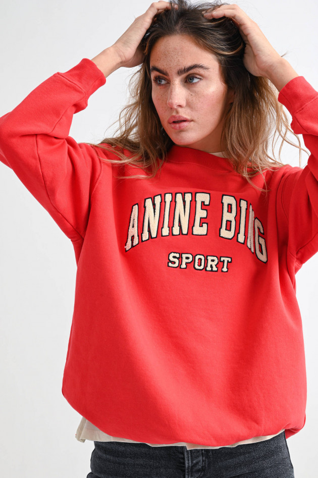 ANINE BING Sweater TYLER mit Frottee-Lettering in Rot