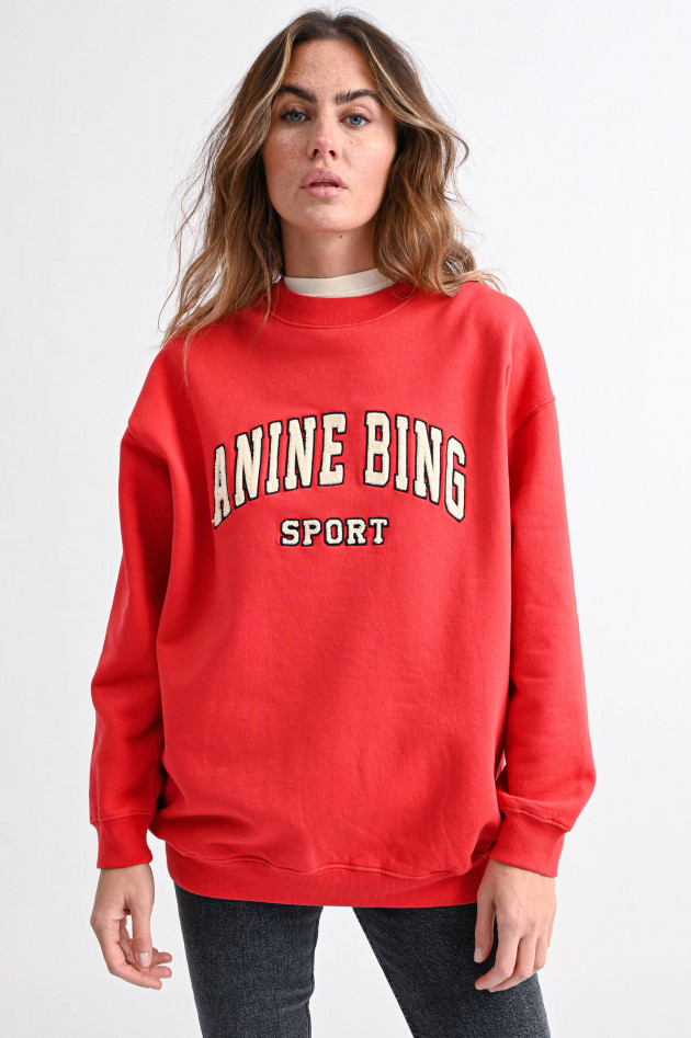 ANINE BING Sweater TYLER mit Frottee-Lettering in Rot