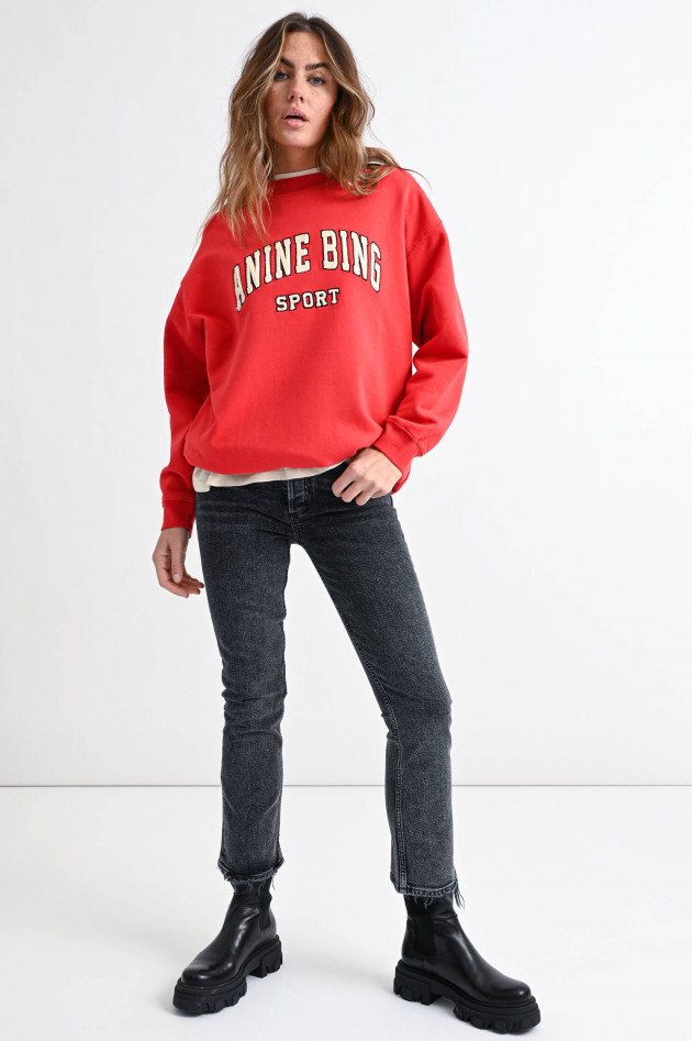 ANINE BING Sweater TYLER mit Frottee-Lettering in Rot