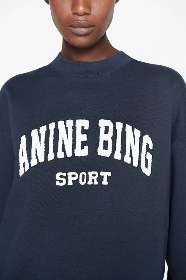 Anine Bing Sweater TYLER mit Frottee-Lettering in Navy