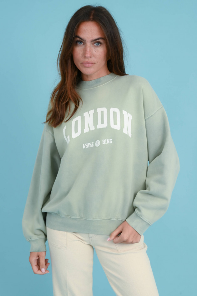 Anine Bing Sweatshirt JACI UNVERSITY LONDON in Salbeigrün