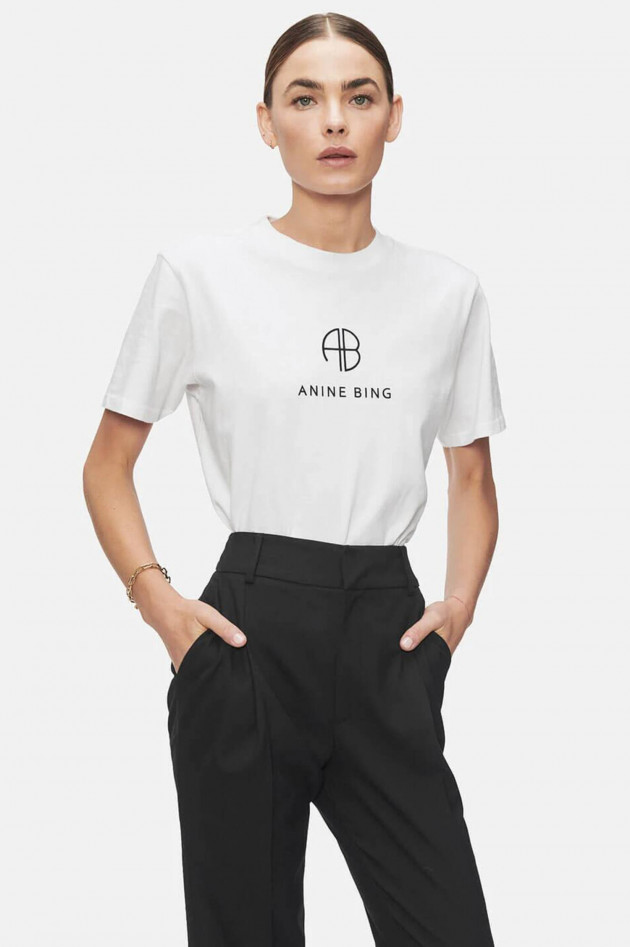 ANINE BING Organic T-Shirt mit Label Print in Weiß