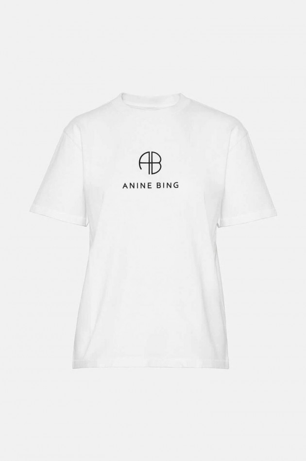 ANINE BING Organic T-Shirt mit Label Print in Weiß