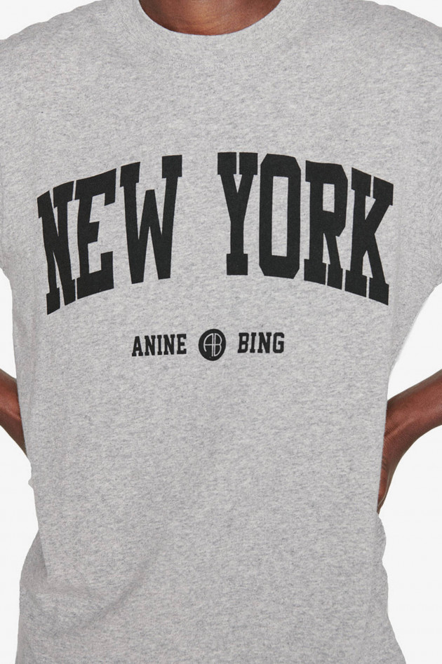Anine Bing T-Shirt LILI mit NEW YORK Print in Grau meliert