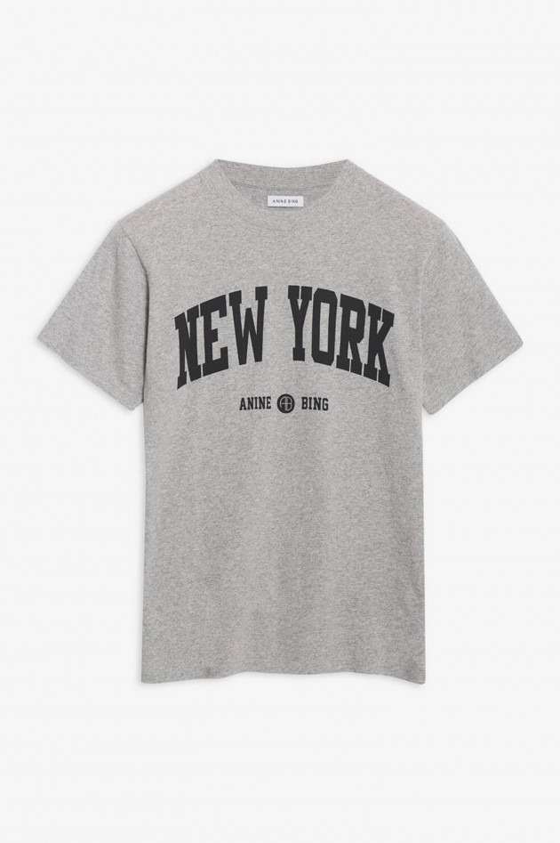 Anine Bing T-Shirt LILI mit NEW YORK Print in Grau meliert