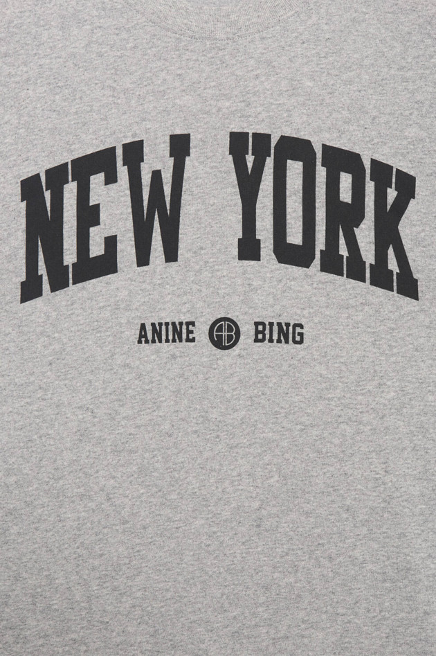 Anine Bing T-Shirt LILI mit NEW YORK Print in Grau meliert