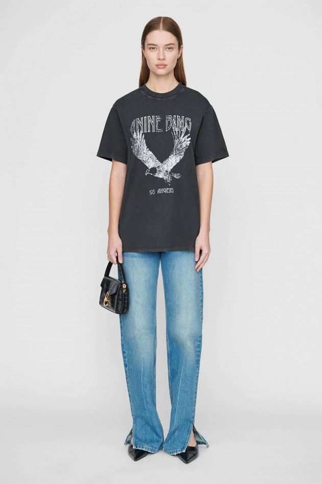 Anine Bing Organic T-Shirt LILI TEE EAGLE in Grauschwarz