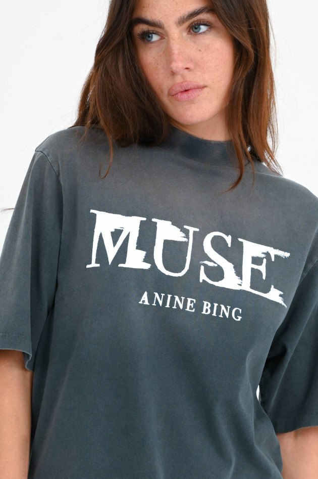 Anine Bing T-Shirt WES TEE PAINTED MUSE in Grauschwarz