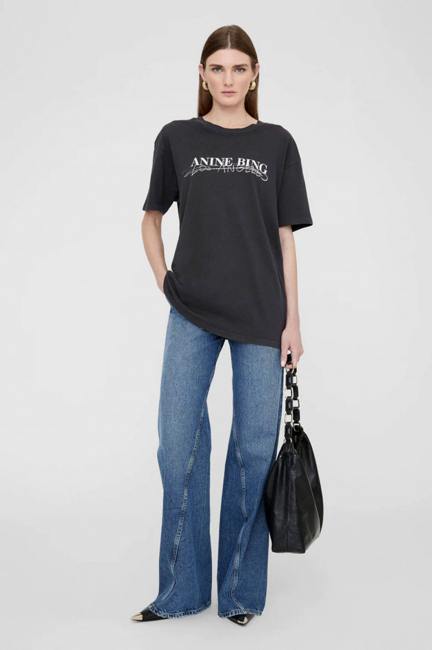 Anine Bing T-Shirt WALKER TEE DOODLE in Vintage Schwarz