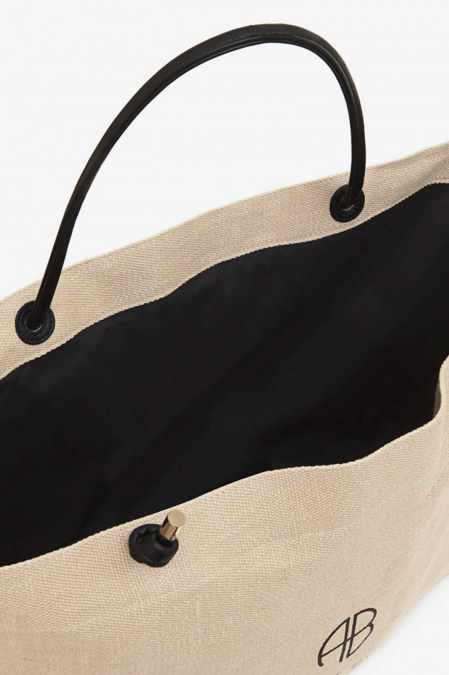 Anine Bing XL-Leinen-Shopper SAFFRON BAG in Natur/Schwarz
