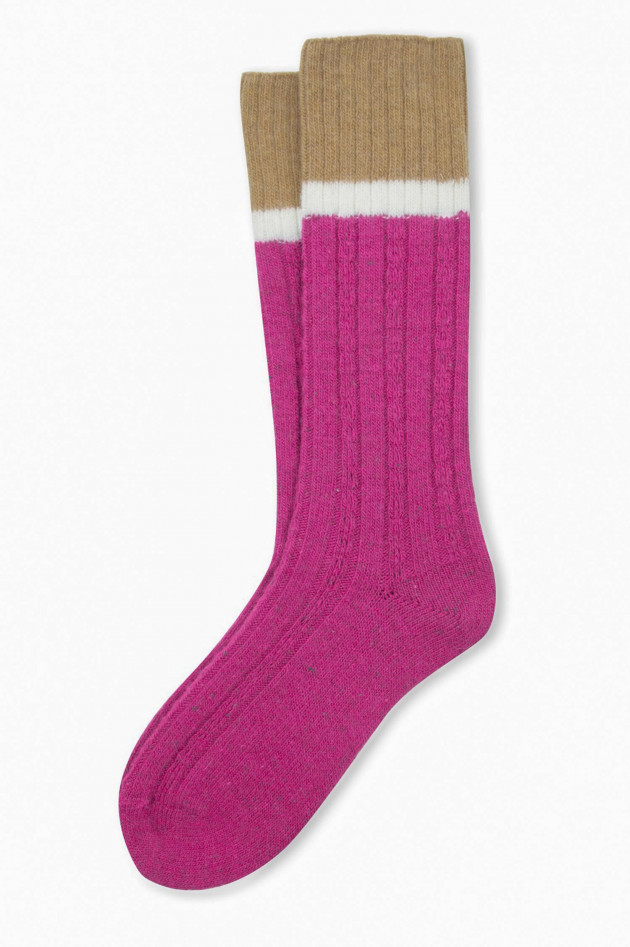 ANT45 Socken BUDAPEST aus Wolle in Pink/Camel