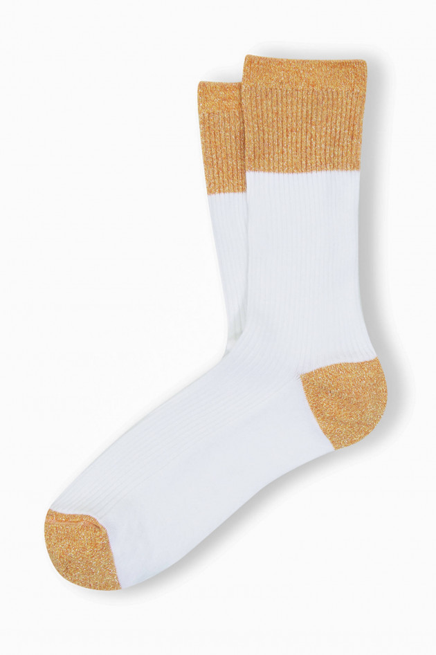 ANT45 Rippstrick Socken MARIBO in Weiß/Orange
