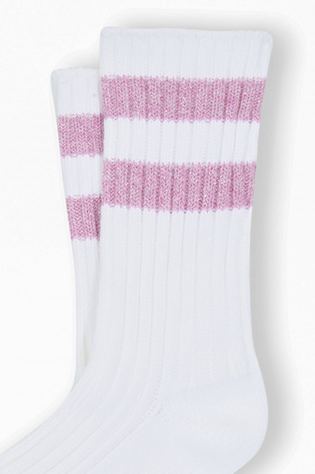 ANT45 Baumwollsocken NYSTED in Weiß/Pink mit Streifen