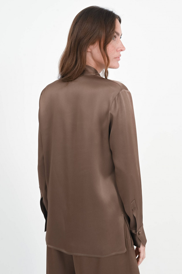 Antonelli Firenze Satin-Schluppenbluse in Marron