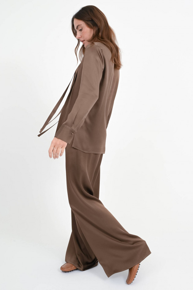 Antonelli Firenze Satin-Schluppenbluse in Marron