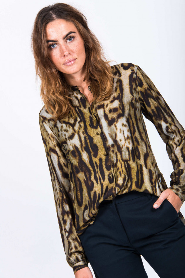 Antonelli Firenze Bluse mit Leoprint in Oliv