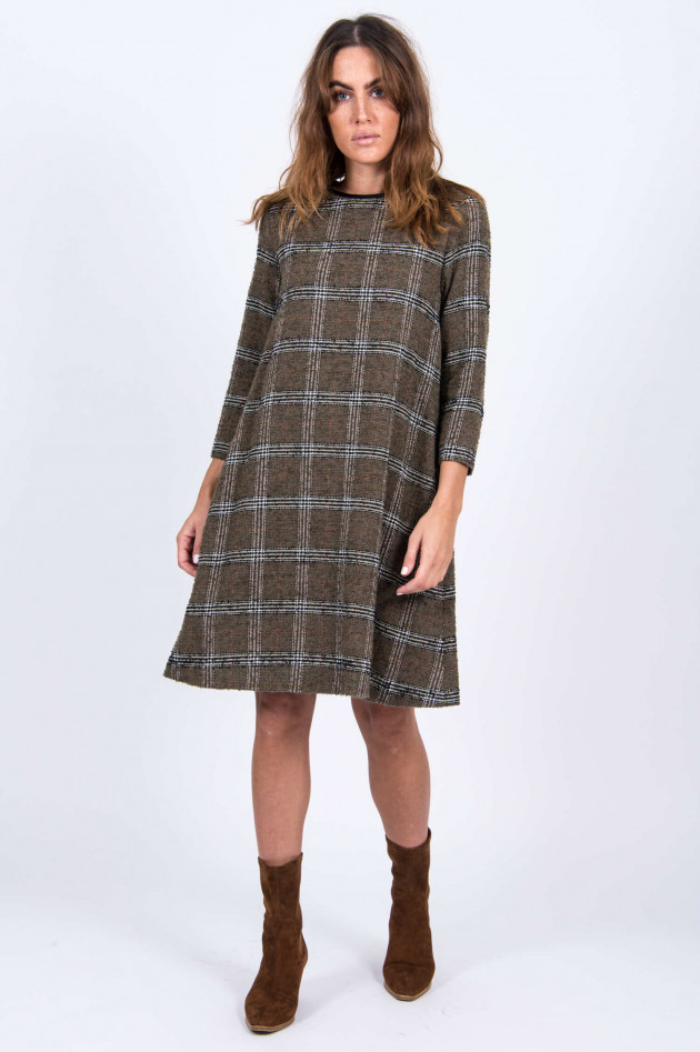 Antonelli Firenze Tweed-Kleid im Karo-Look in Oliv