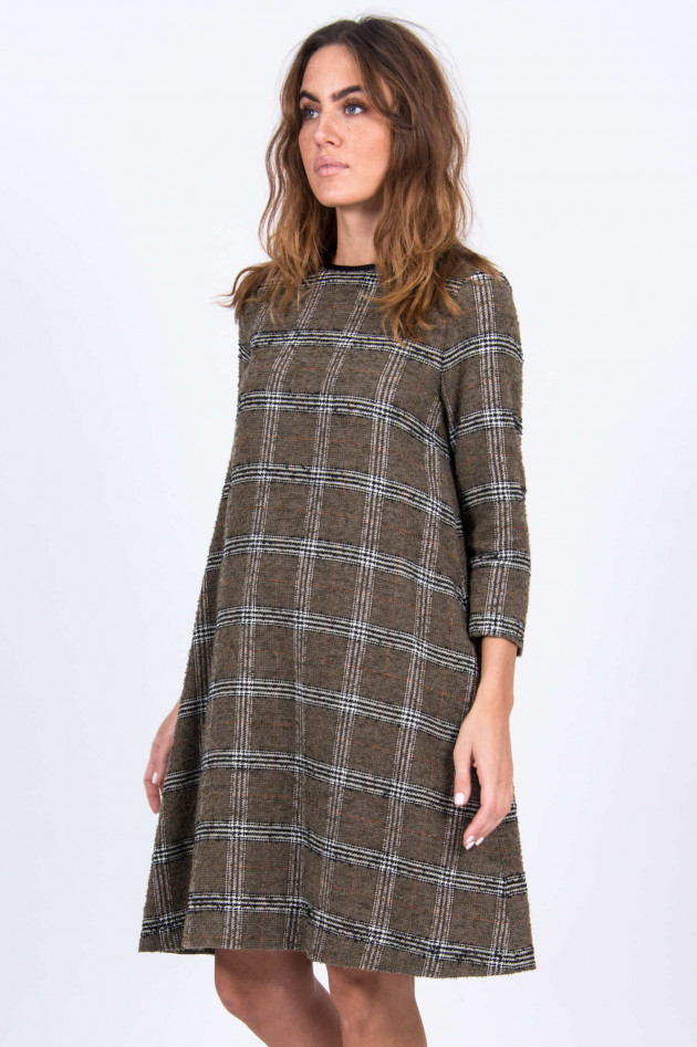 Antonelli Firenze Tweed-Kleid im Karo-Look in Oliv