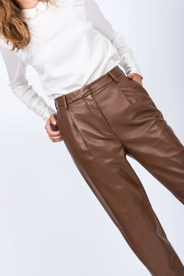 Antonelli Firenze Lederhose mit Bundfalte in Cognac