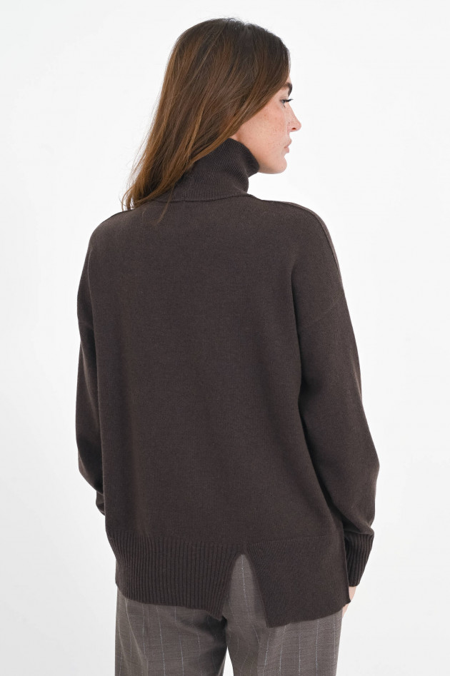 Antonelli Firenze Pullover aus Woll-Seiden-Mix in Dunkelbraun