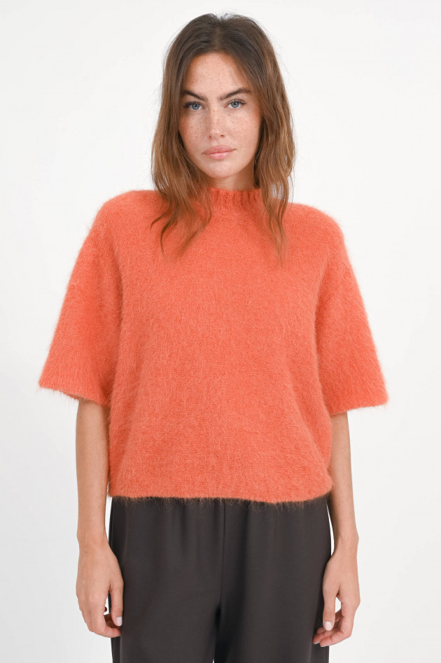 Antonelli Firenze Kurzarm Pullover mit Hairy Optik in Pumpkin