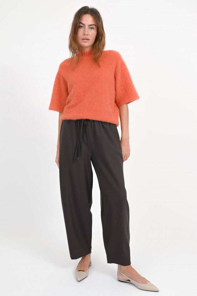 Antonelli Firenze Kurzarm Pullover mit Hairy Optik in Pumpkin